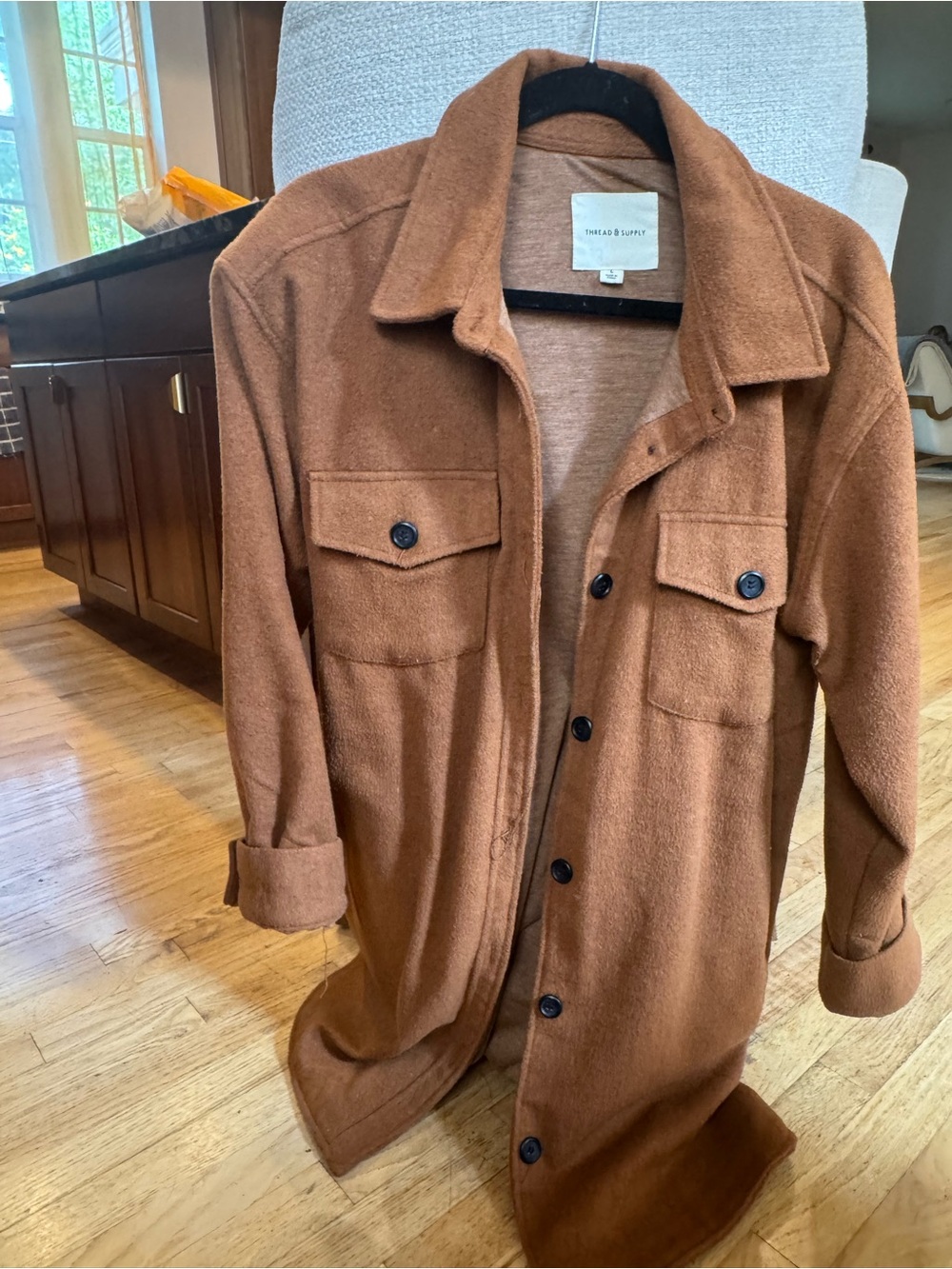 Thread & Supply Brown Wool-Blend Shacket